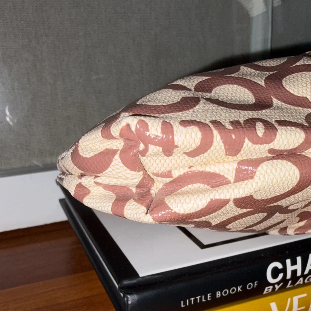 Coach Signature Brown and Cream Wristlet - Picture 7 of 8